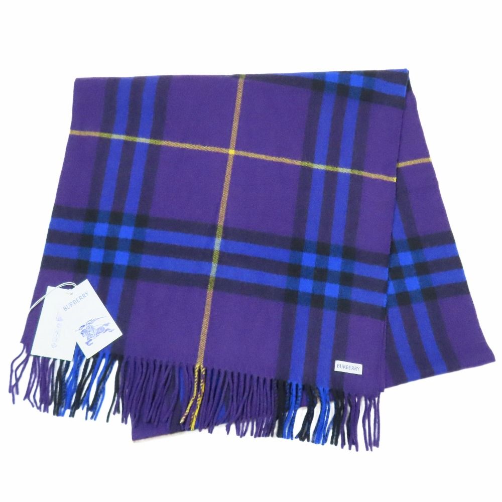 未使用 BURBERRY カシミヤ チェックマフラー グレー系 未使用BURBERRY