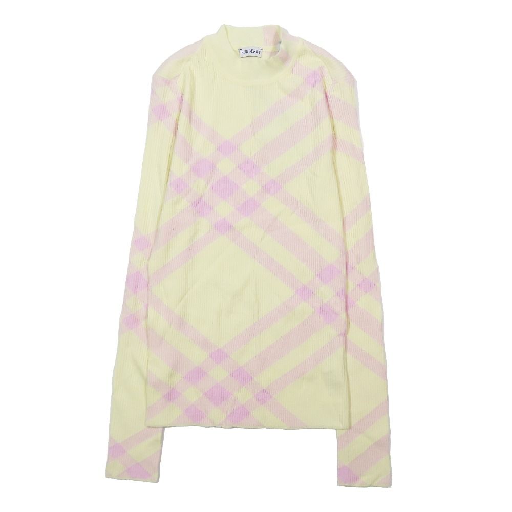 未使用 BURBERRY バーバリー ダニエル・リー チェック柄 ジャガード ニット セーター ハイネック ロングスリーブ イエロー ピンク XS レディース 古着 中古 USED 未使用 BURBERRY バーバリー ダニエル・リー チェック柄 ジャガード