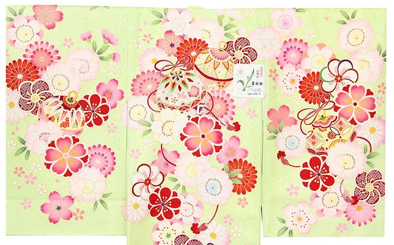 記念感謝祭☆新品正絹特撰京友禅伝統工芸染祝い王朝花すず文に四季花多