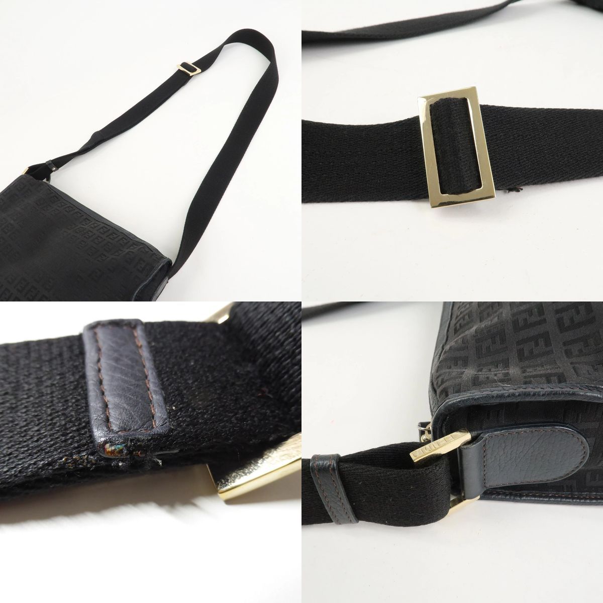 使用感あり】 Fendi フェンディ ズッキーノ キャンバス レザー 