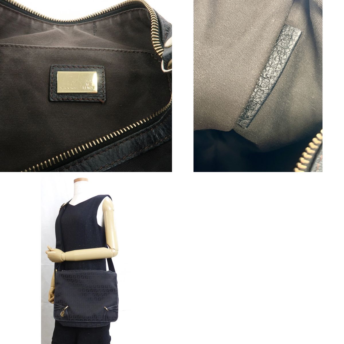 使用感あり】 Fendi フェンディ ズッキーノ キャンバス レザー