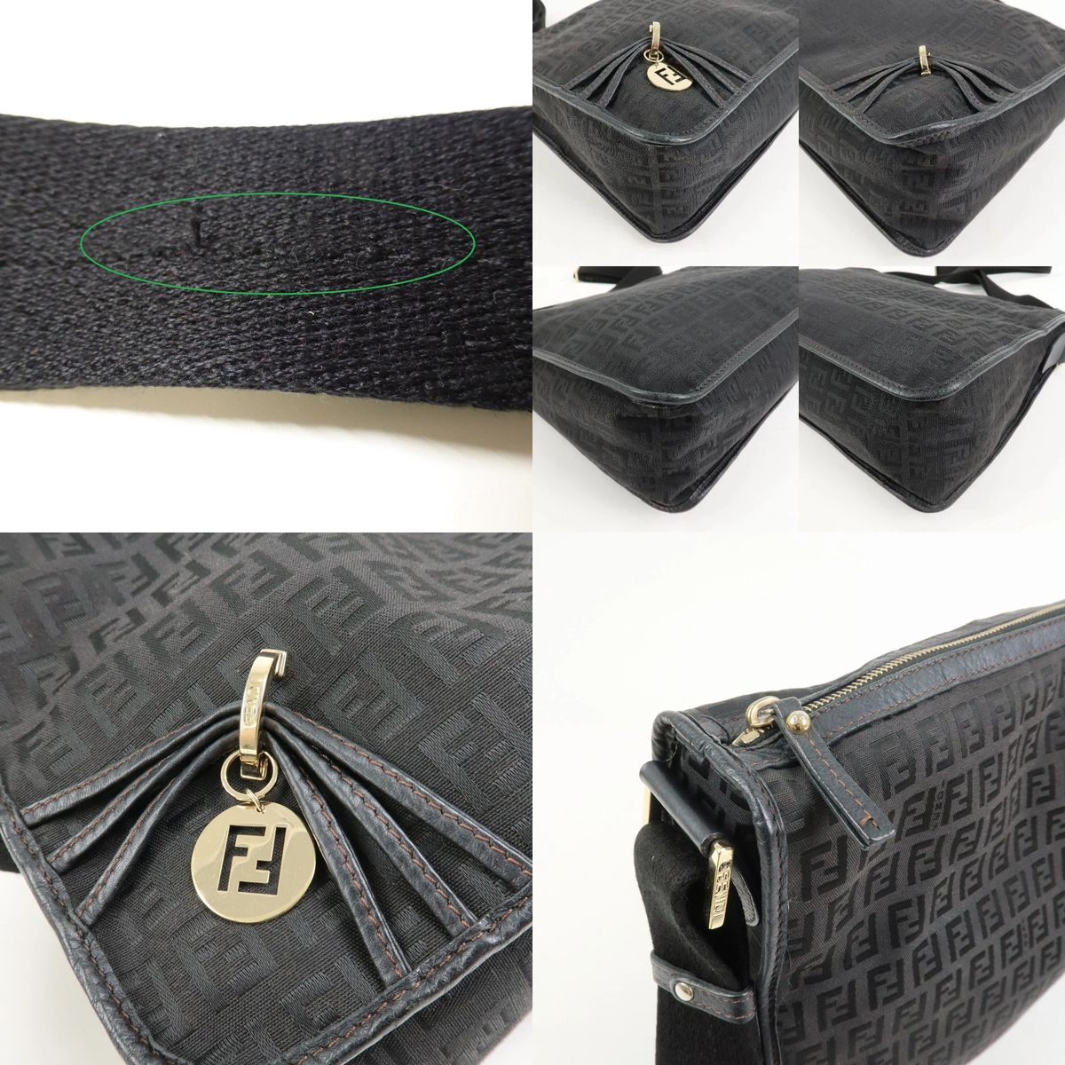 使用感あり】 Fendi フェンディ ズッキーノ キャンバス レザー 