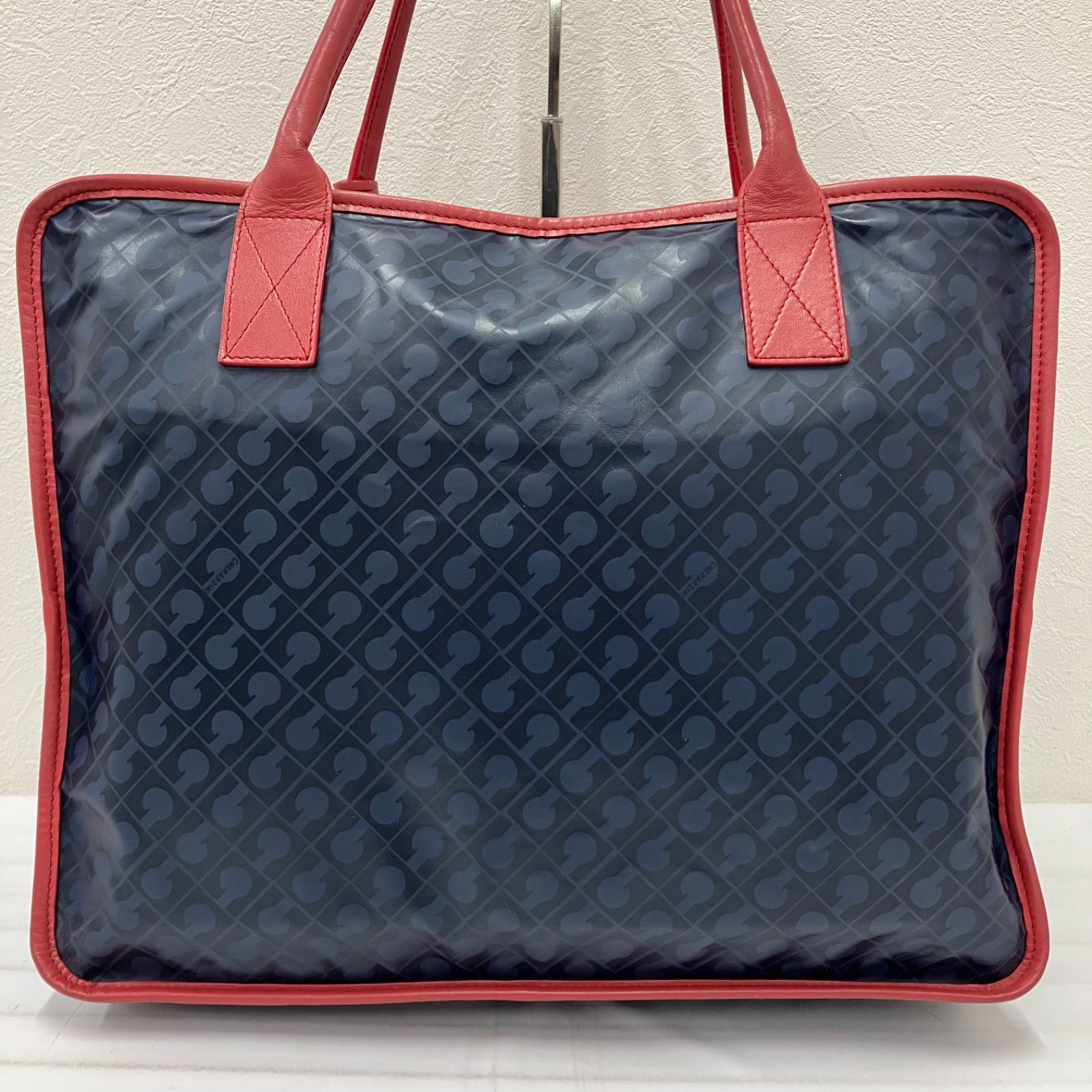 Y9636 GHERARDINI ゲラルディーニ トートバッグ ネイビー×レッド系 紺