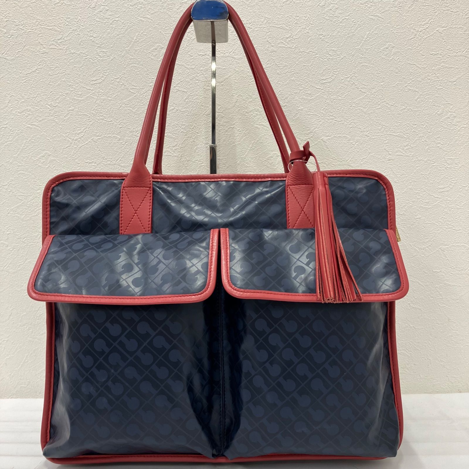 Y9636 GHERARDINI ゲラルディーニ トートバッグ ネイビー×レッド系 紺