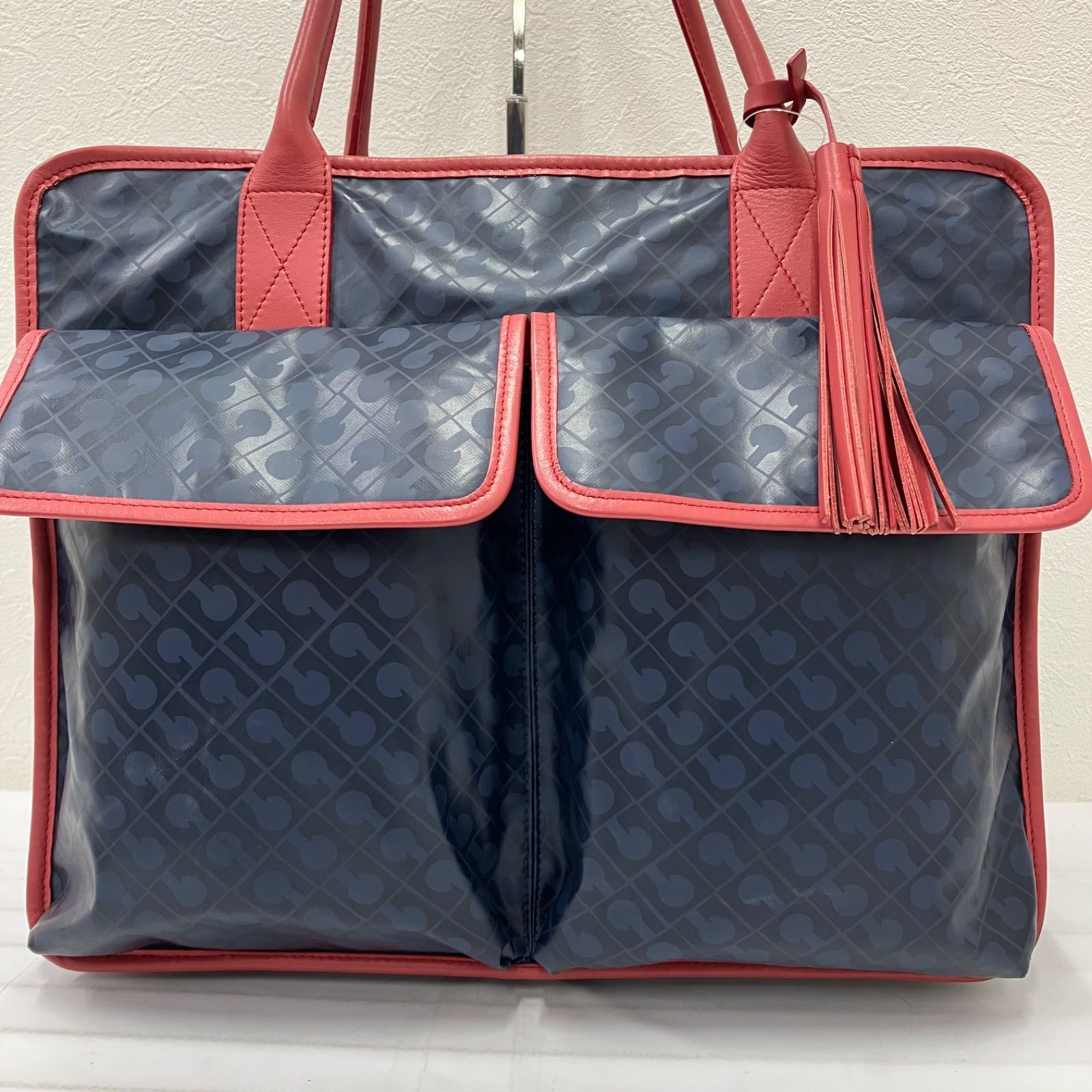 Y9636 GHERARDINI ゲラルディーニ トートバッグ ネイビー×レッド系 紺