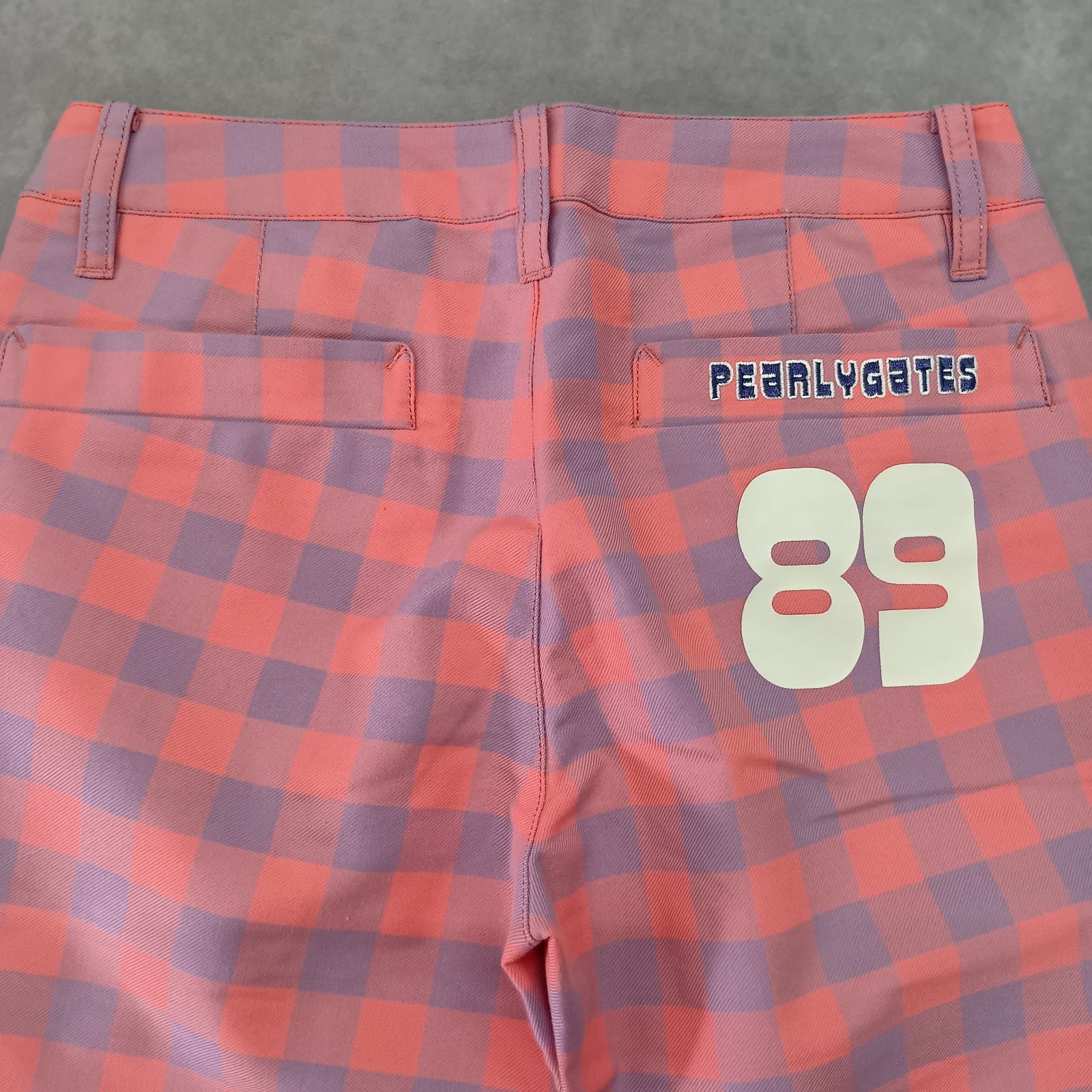 PEARLY GATES 0 サイズ チェック柄パンツ ストレート ゴルフ 薄手