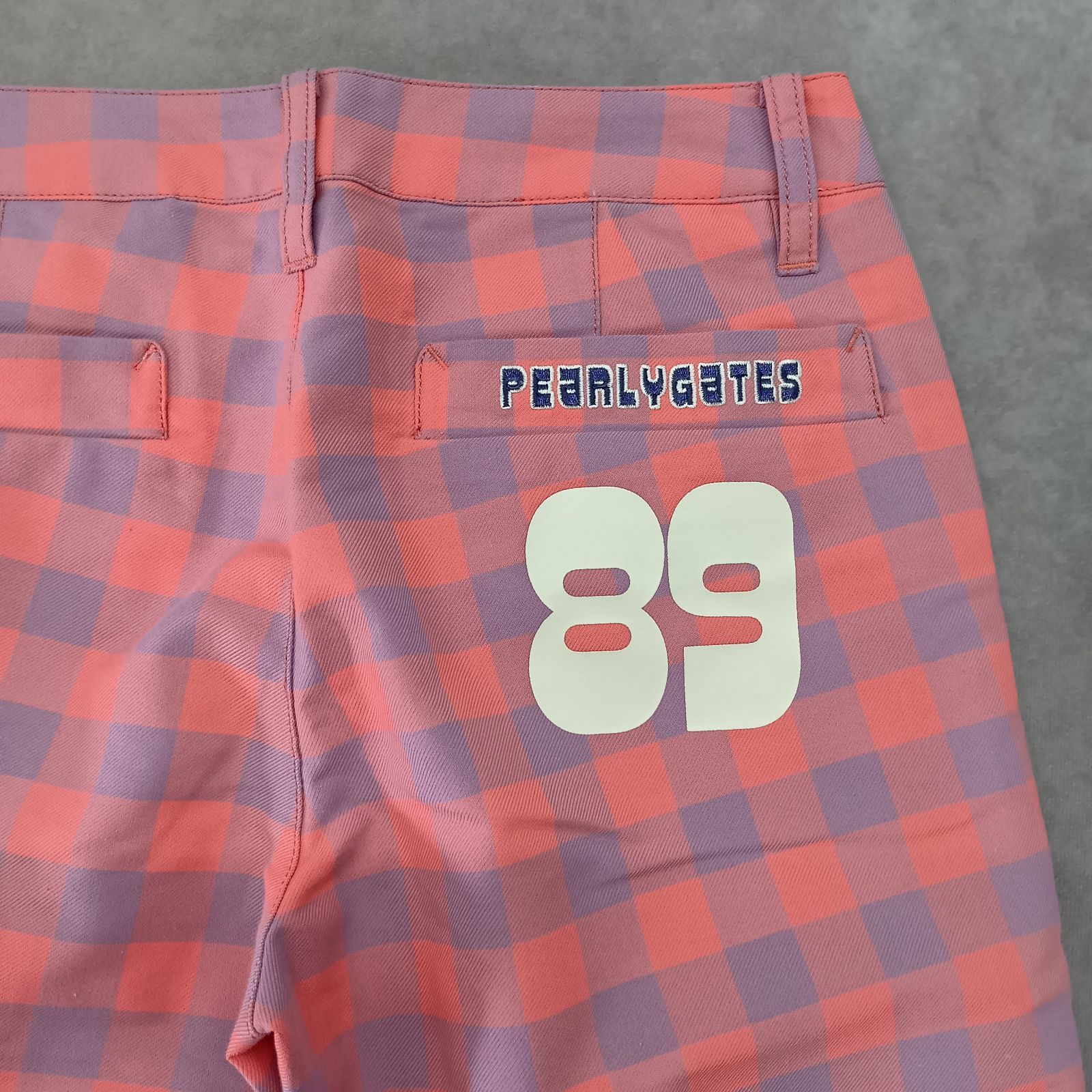 PEARLY GATES 0 サイズ チェック柄パンツ ストレート ゴルフ 薄手