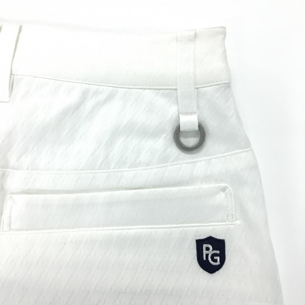 新品】パーリーゲイツ スカート 白×ネイビー 地模様 ビックロゴ 抗菌