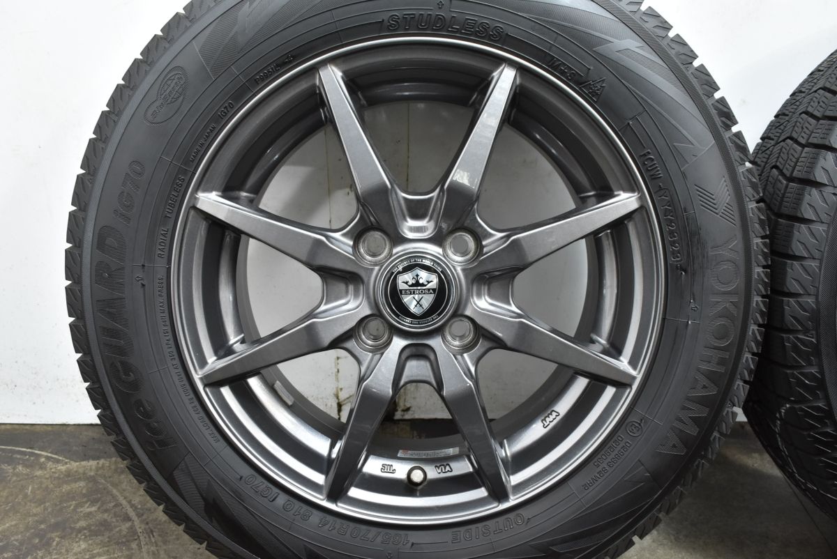 美品 バリ溝】ESTOSA 14in 5.5J +42 PCD100 ヨコハマ アイスガード 