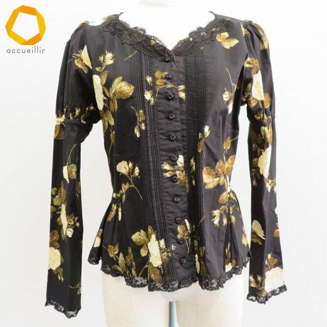 ピンクハウス バラ ブラウス ピンクハウス PINKHOUSE シャツ ブラウス トップス レース 白バラ柄 総