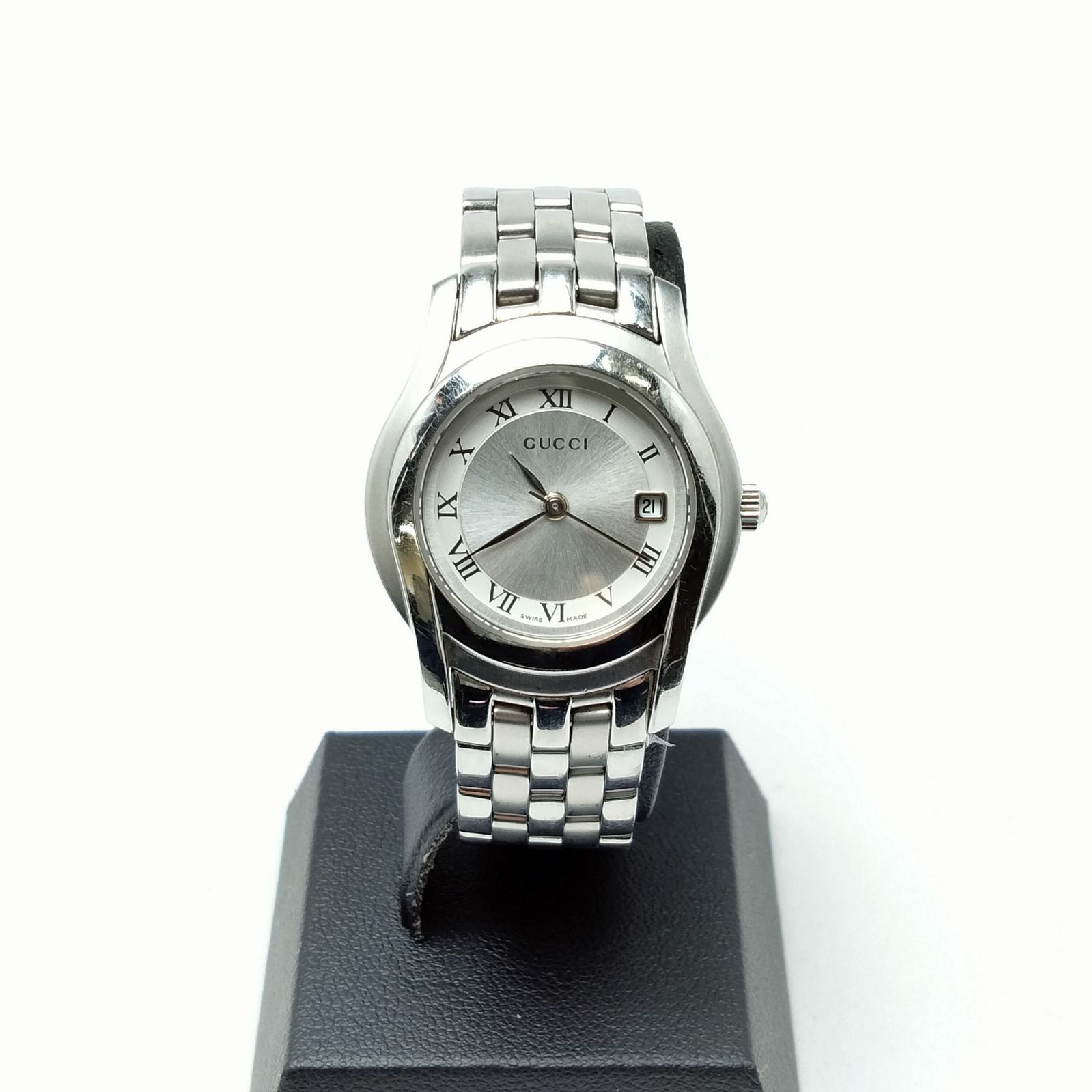 不動品】GUCCI グッチ 5500L クオーツ シルバー字盤 レディース 腕時計 