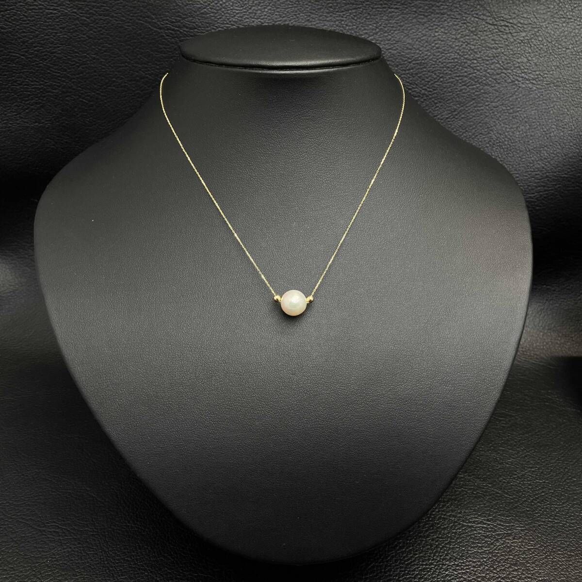 パール モチーフ デザイン ネックレス K18 750 40cm 1.9g 金 イエロー 