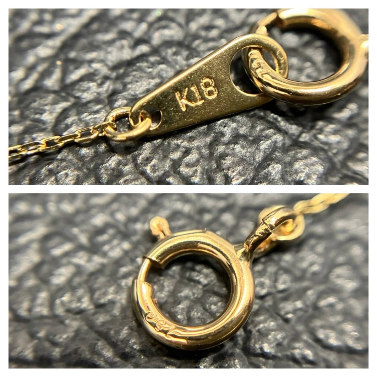 パール モチーフ デザイン ネックレス K18 750 40cm 1.9g 金 イエロー 