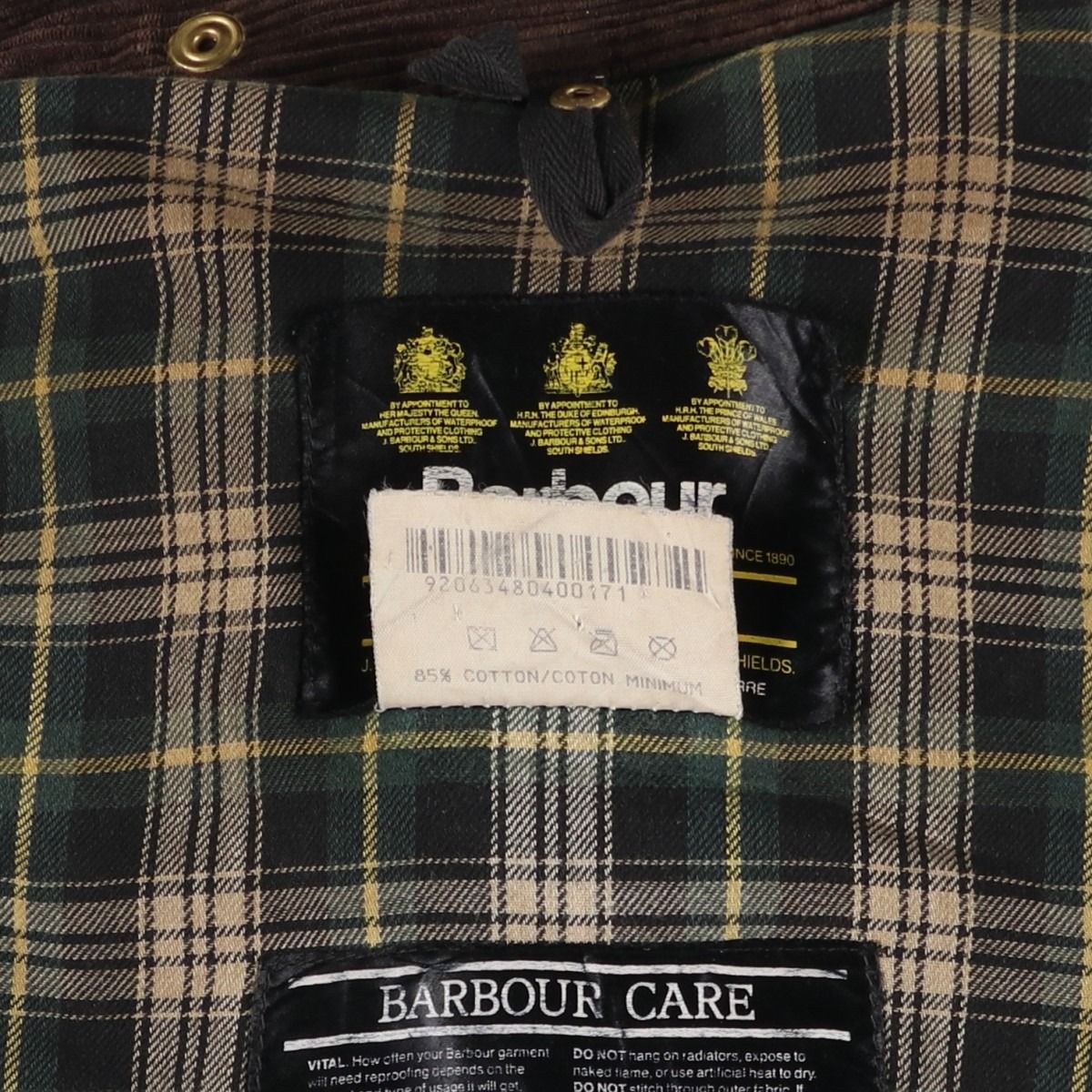 古着 80~90年代 バブアー Barbour BORDER ボーダー 旧3ワラント 