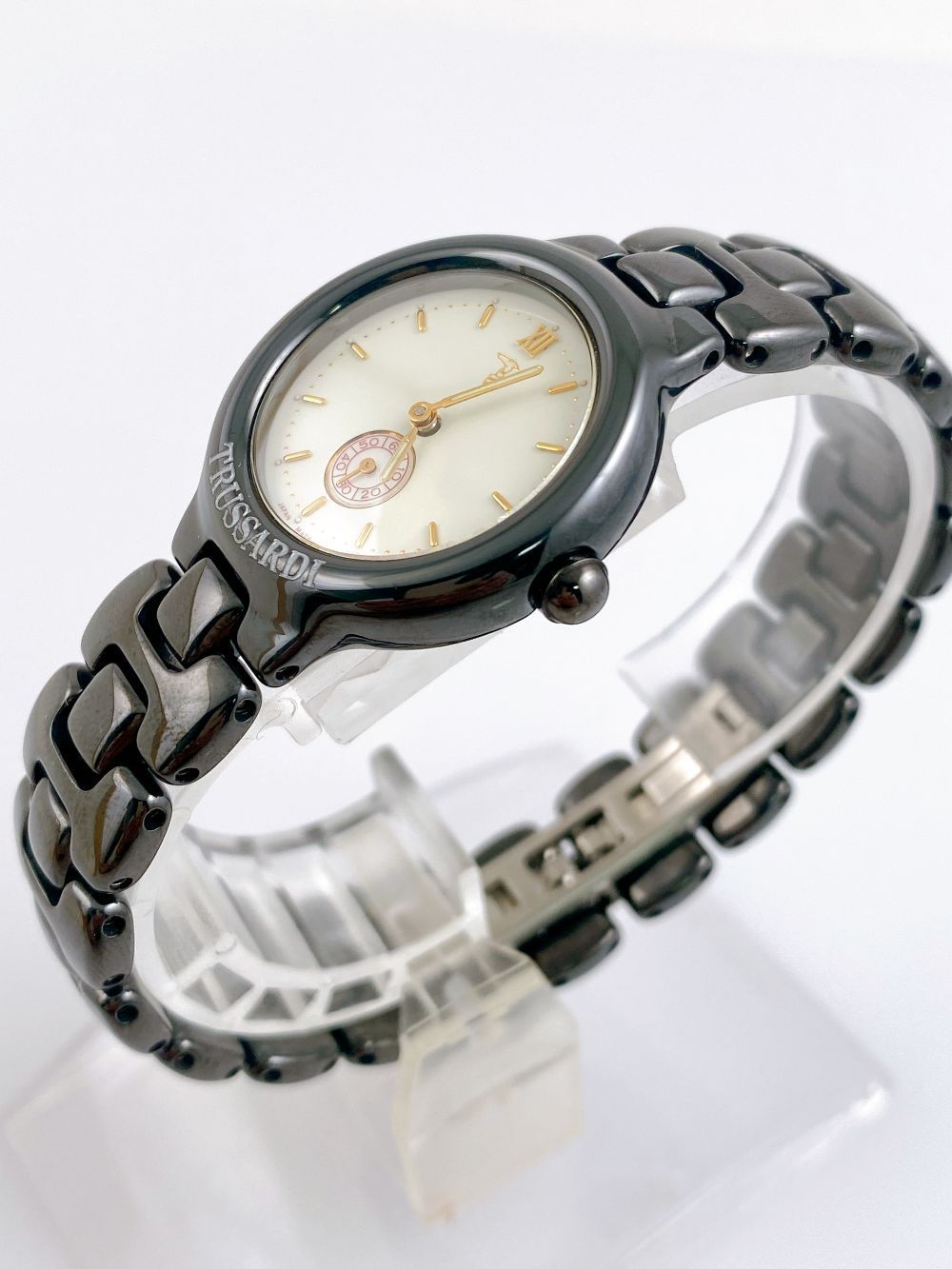 TRUSSARDI トラサルディレディース腕時計 クォーツ スモセコ ブラック