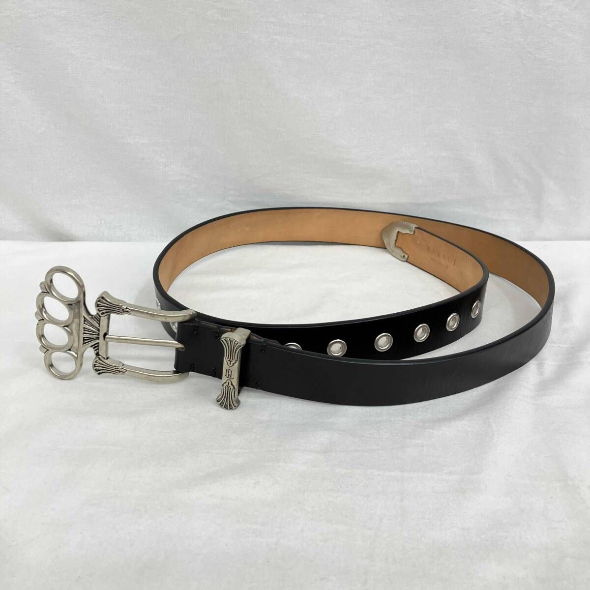 NULLUS/ヌルス／ベルト/ブラック／SILVER FILLED KUNCKLES BELT