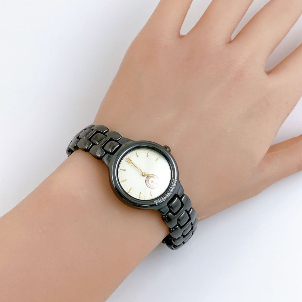 TRUSSARDI トラサルディレディース腕時計 クォーツ スモセコ ブラック