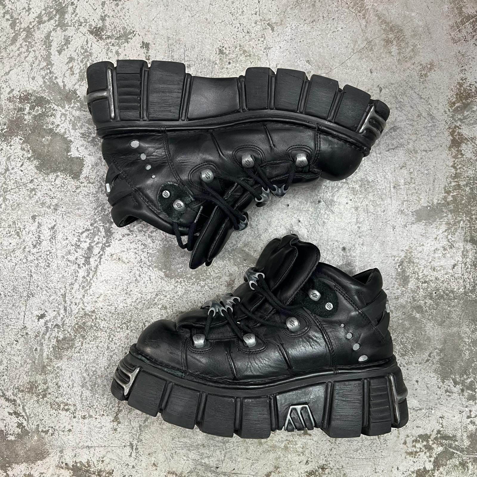 NEW ROCK 厚底 ロゴ レザー シューズ レザーシューズ ニューロック M 