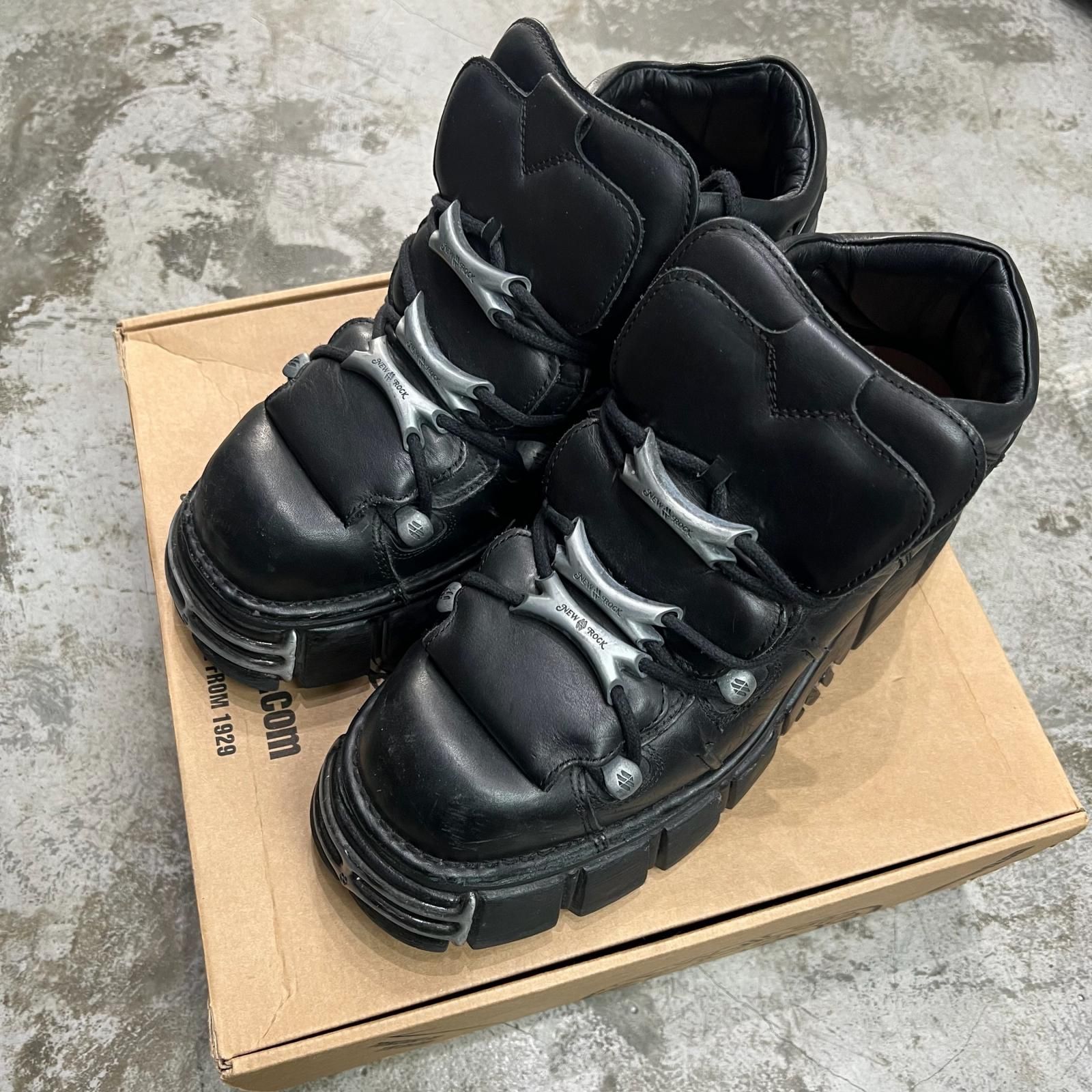 NEW ROCK 厚底 ロゴ レザー シューズ レザーシューズ ニューロック M