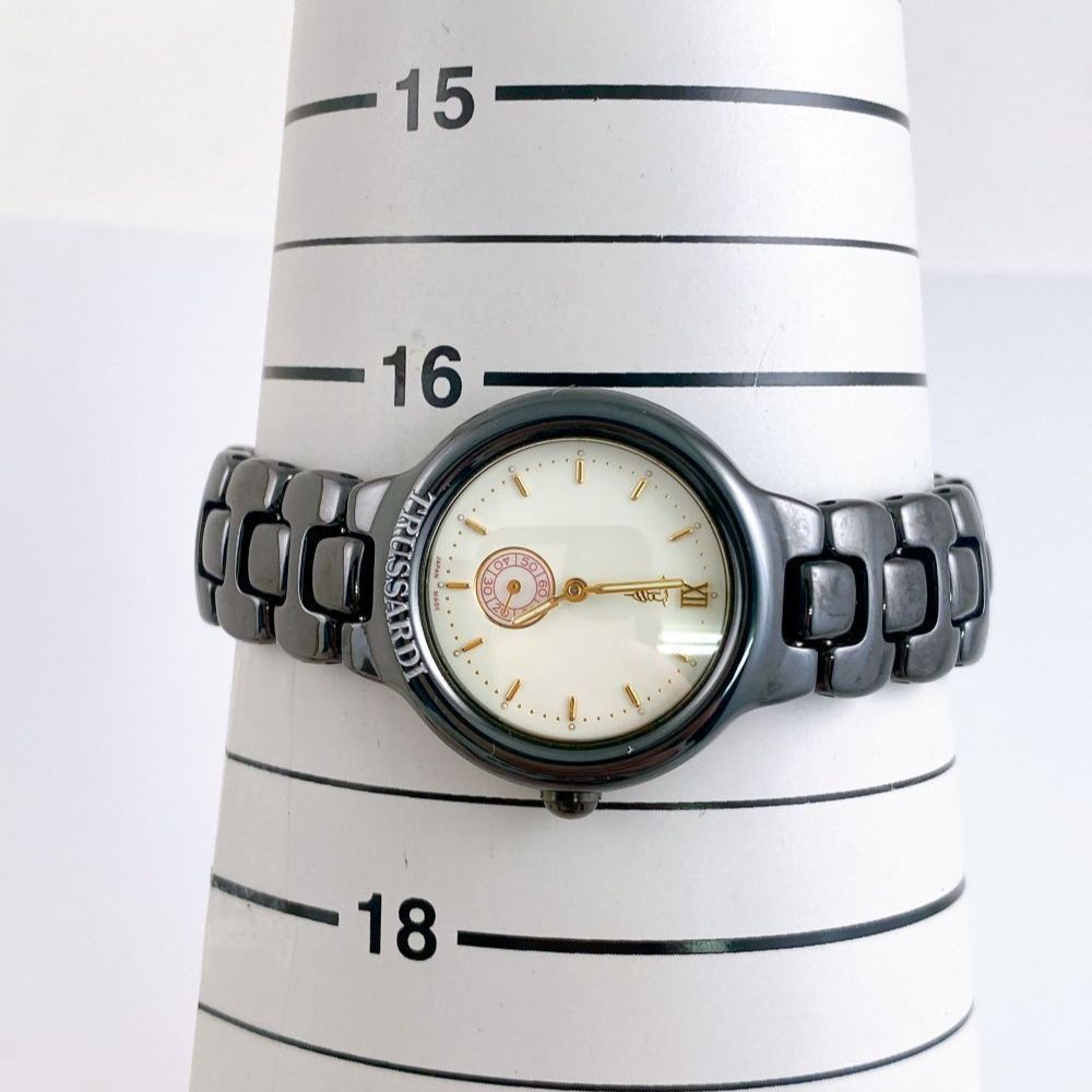 TRUSSARDI トラサルディレディース腕時計 クォーツ スモセコ ブラック