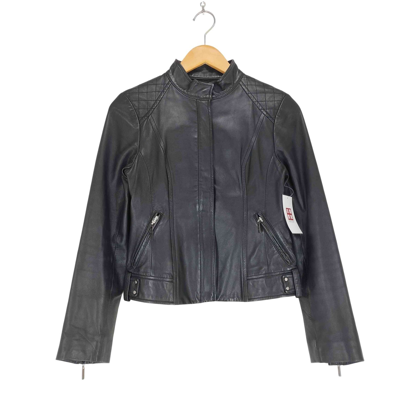 クードシャンス ライダースジャケット 38 レディース 美品 黒 クード 