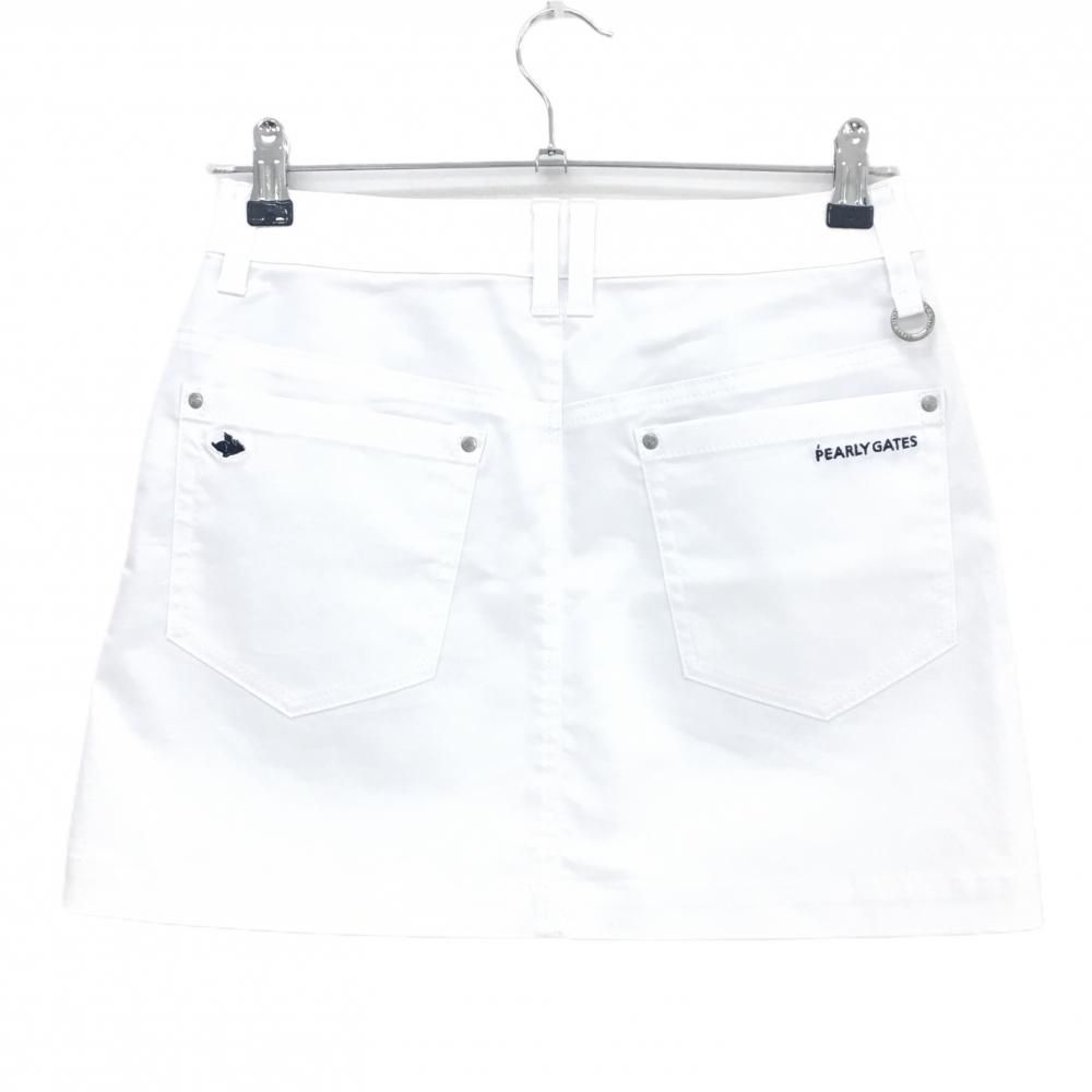 【新品】パーリーゲイツ スカート 白 シンプル ロゴ刺しゅう ストレッチ 抗菌防臭 日本製 レディース 0(S) ゴルフウェア PEARLY GATES