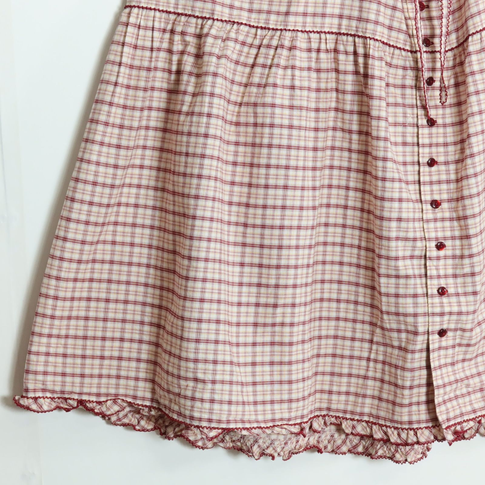 ピンクハウス☆オリジナルチェック柄 ピコット刺繍 ピコフリル