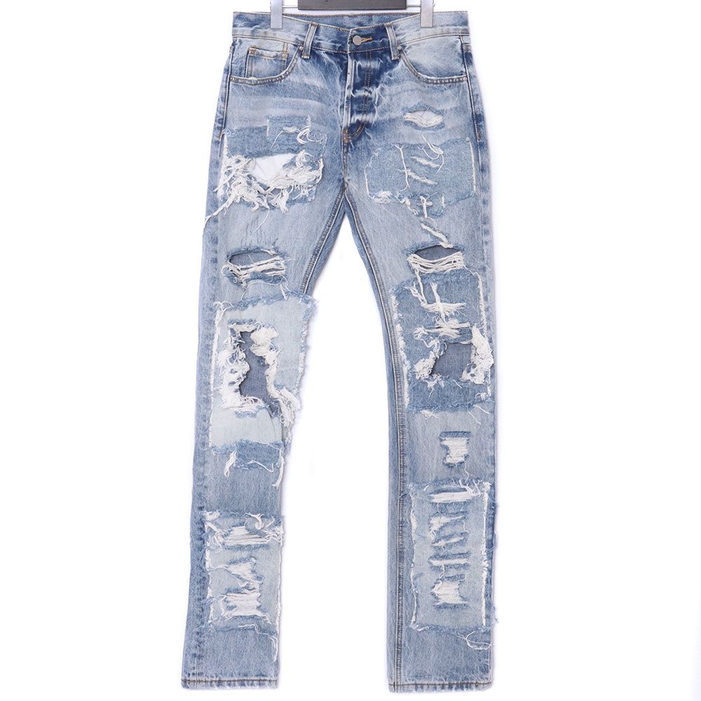 MNML デストロイ ハードクラッシュリペアデニムパンツ サイズ30