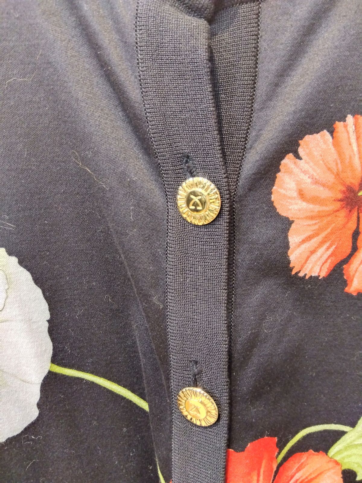 M20 LEONARD レオナール トップス カーディガン 黒系 柄 綿100％ M