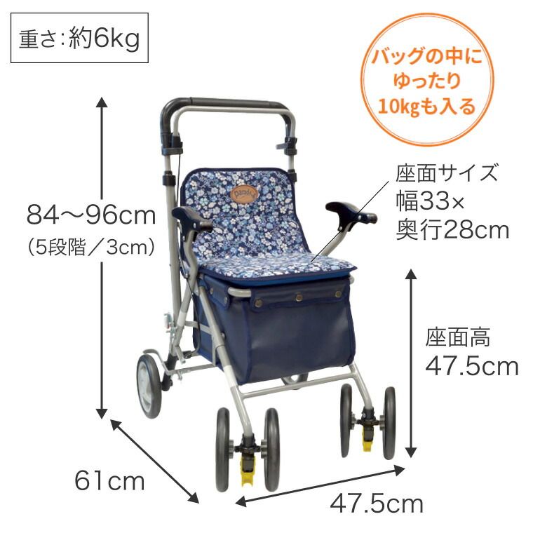 新品】シルバーカー おしゃれ 座れる ボックスタイプ パレード 島