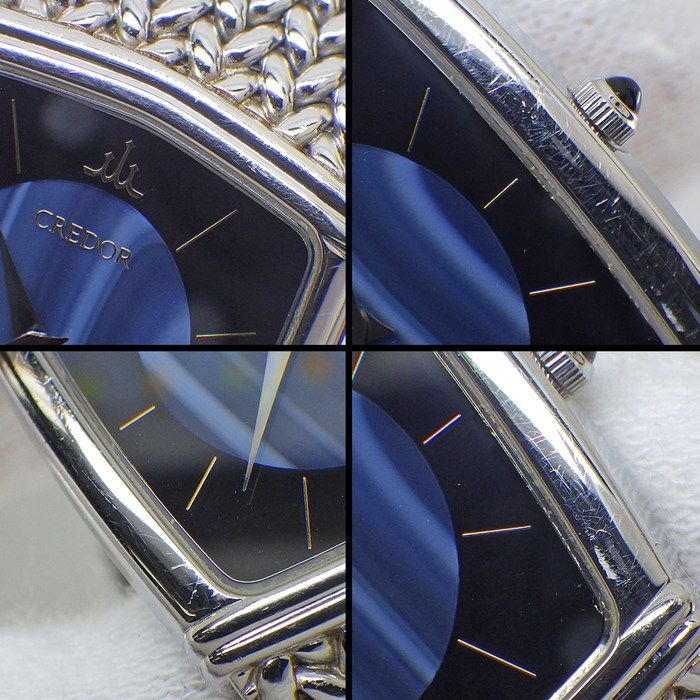 クレドール CREDOR 腕時計 2F70-5390 ブルーメノウ/ブラック文字盤 メッシュベルト SS クオーツアナログ 【中古】 クレドール CREDOR 腕時計 2F70-5390 ブルーメノウ/ブラック文字盤