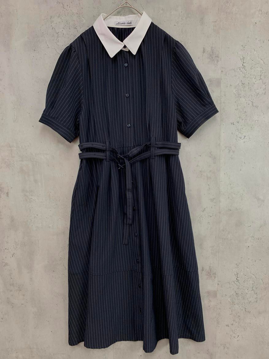 Nicole CLUB ニコルクラブ 4263-1306 ロング ワンピース size38/紺