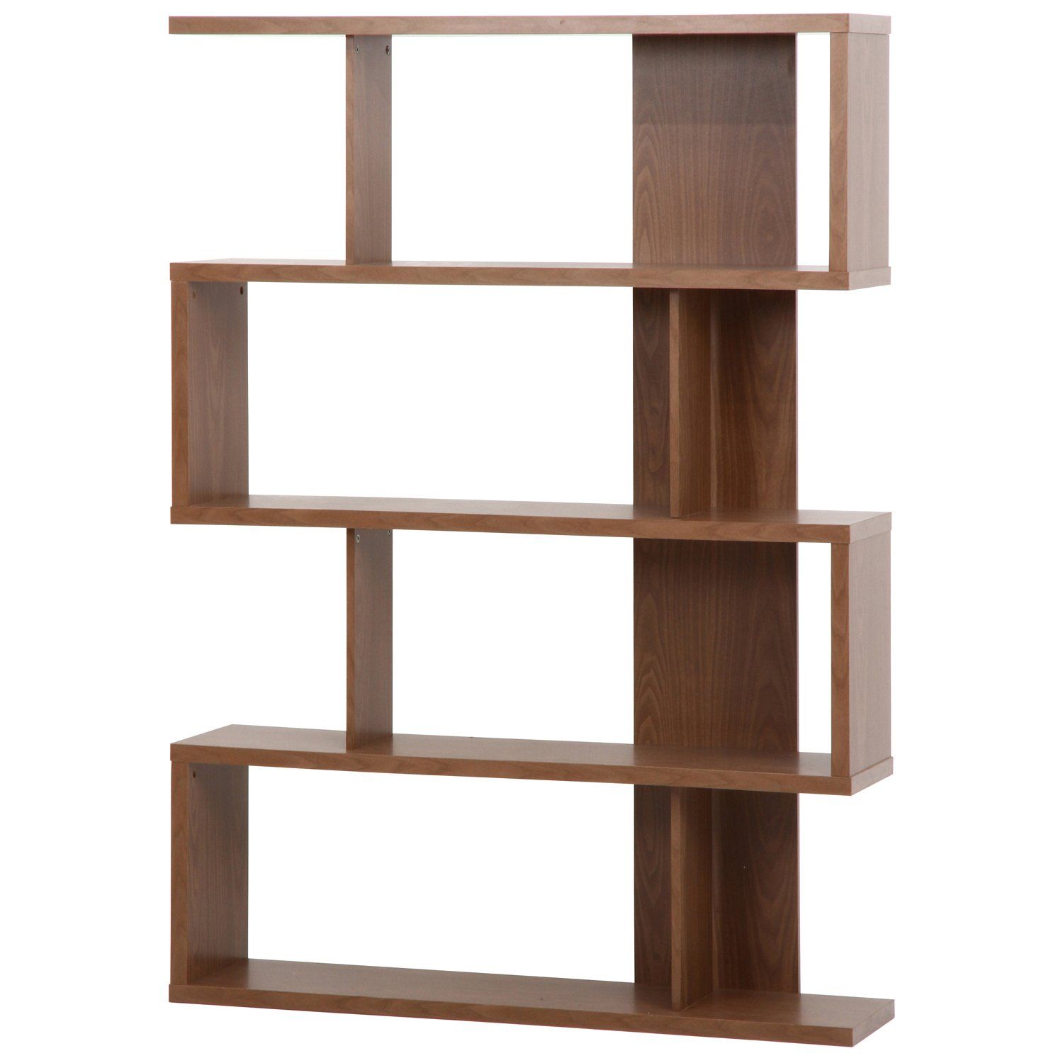 新品 不二貿易 ディスプレイシェルフ S型 4段 幅120cm ブラウン 97533