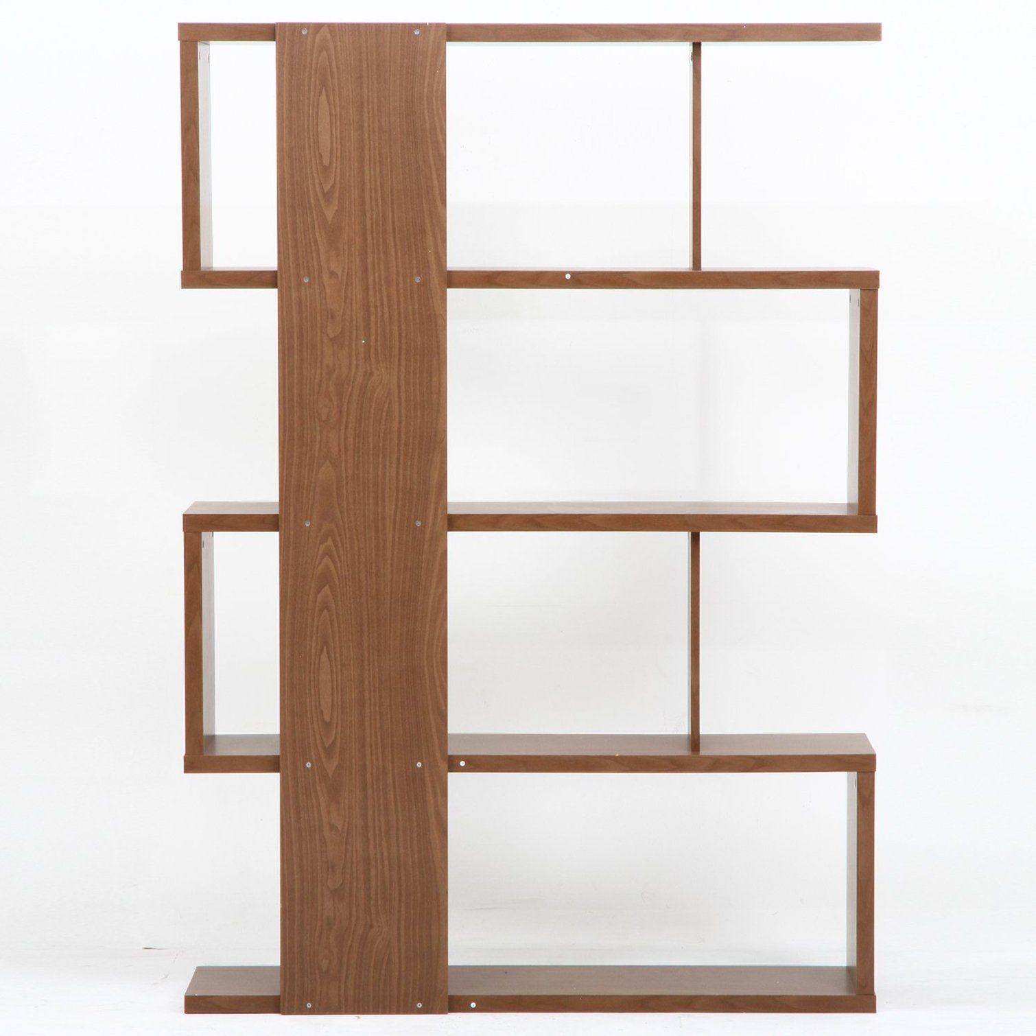 新品 不二貿易 ディスプレイシェルフ S型 4段 幅120cm ブラウン 97533