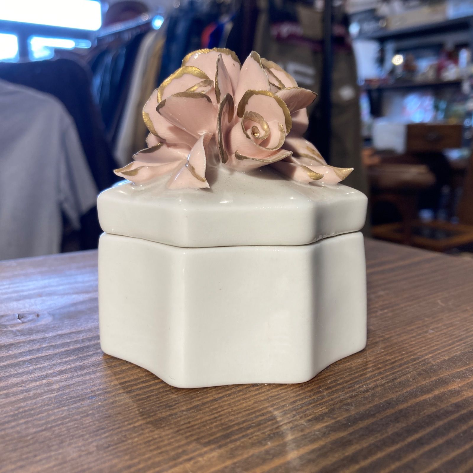 MP150) Nuova Capodimonte カポディモンテ キャニスター 陶花 小物入れ