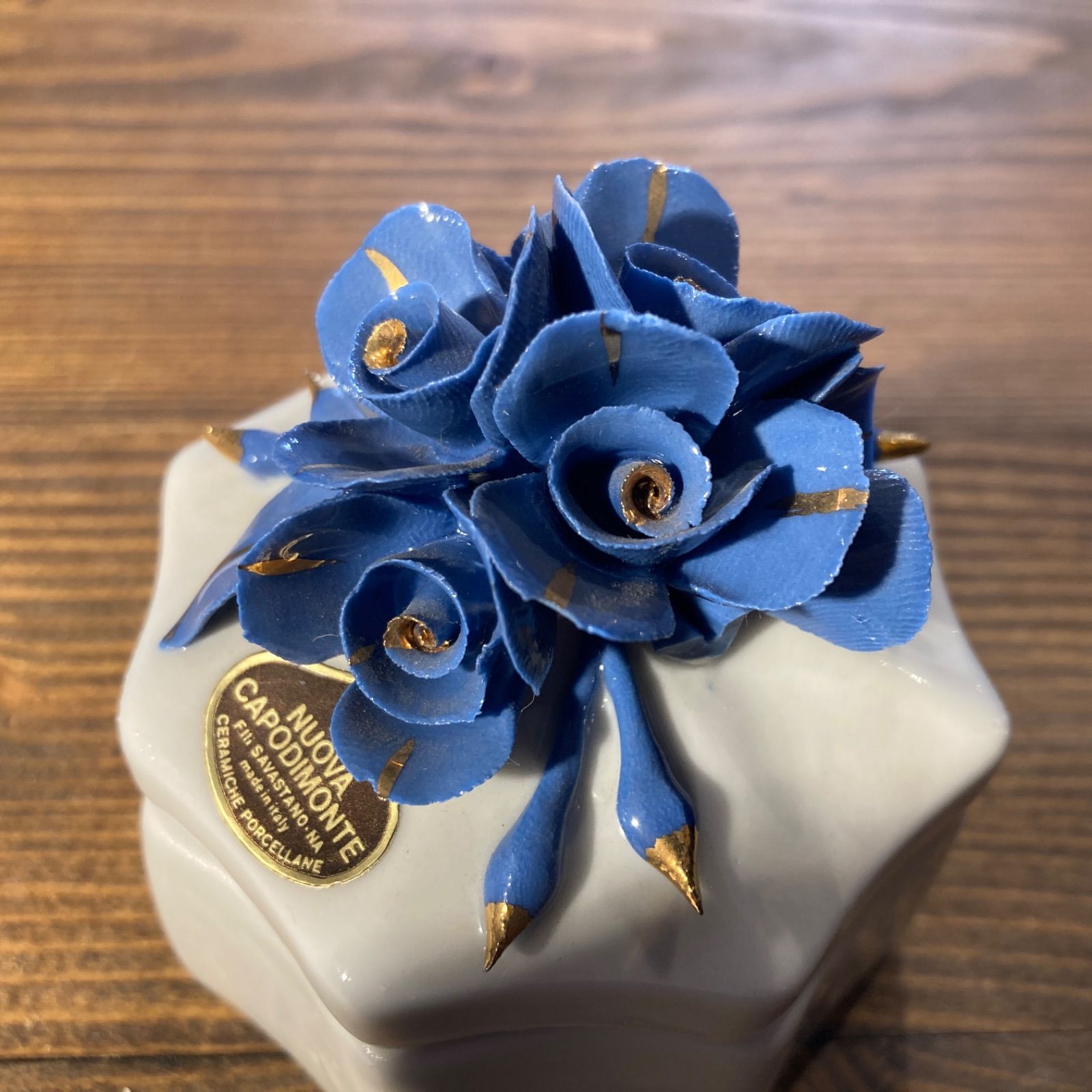 MP150) Nuova Capodimonte カポディモンテ キャニスター 陶花 小物入れ