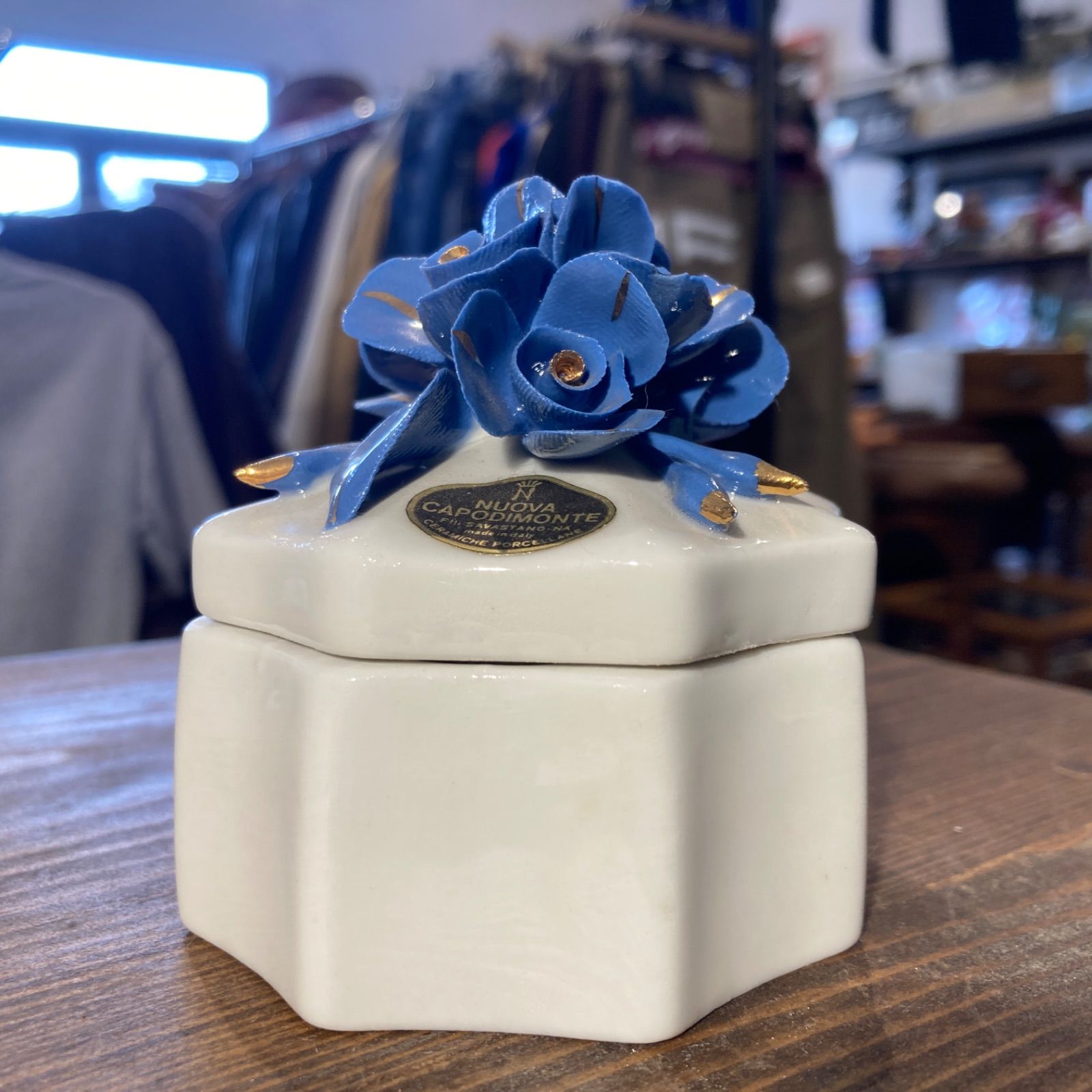 MP150) Nuova Capodimonte カポディモンテ キャニスター 陶花 小物入れ