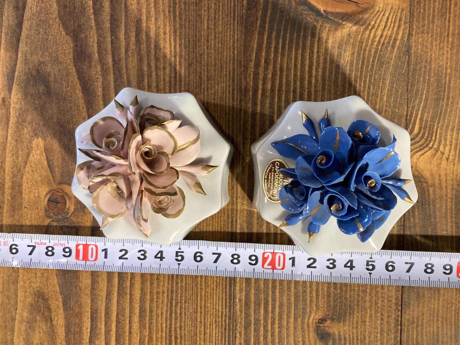 MP150) Nuova Capodimonte カポディモンテ キャニスター 陶花 小物入れ