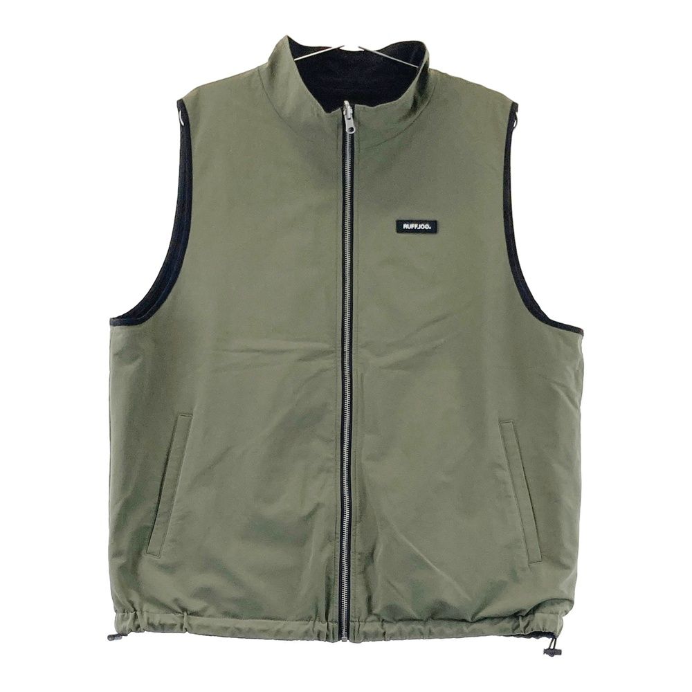 サイズ：XL RUFFLOG ラフロッグ リバーシブル ジップベスト ブラック系