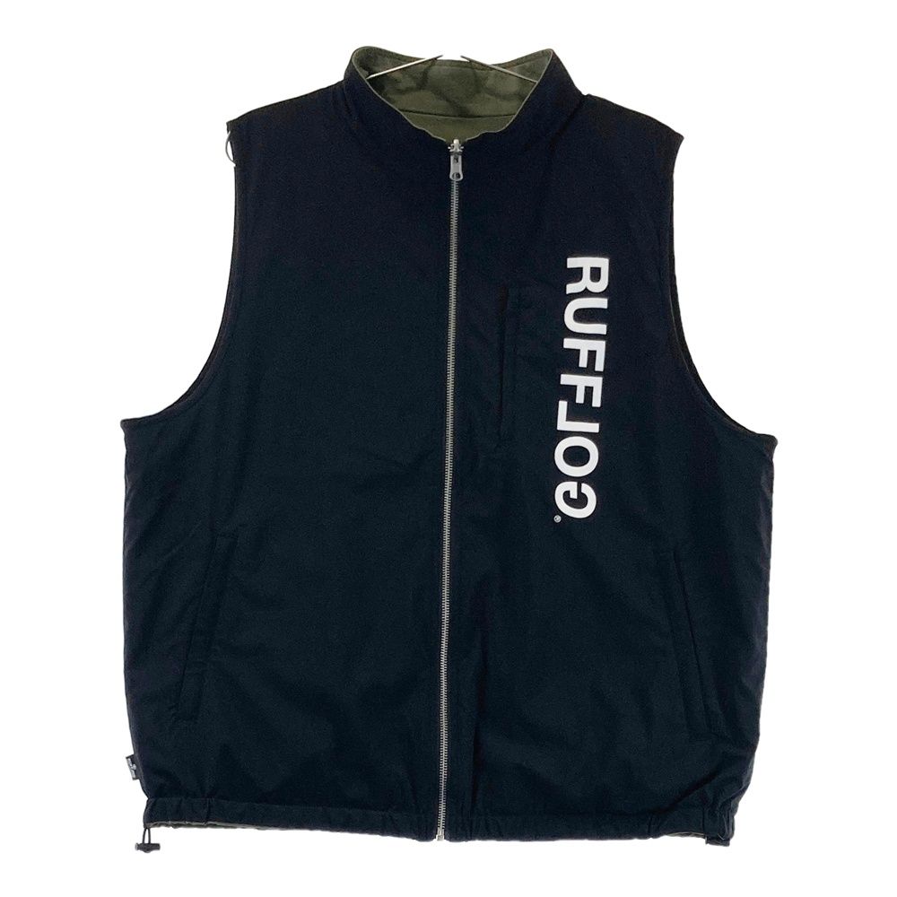 サイズ：XL RUFFLOG ラフロッグ リバーシブル ジップベスト ブラック系