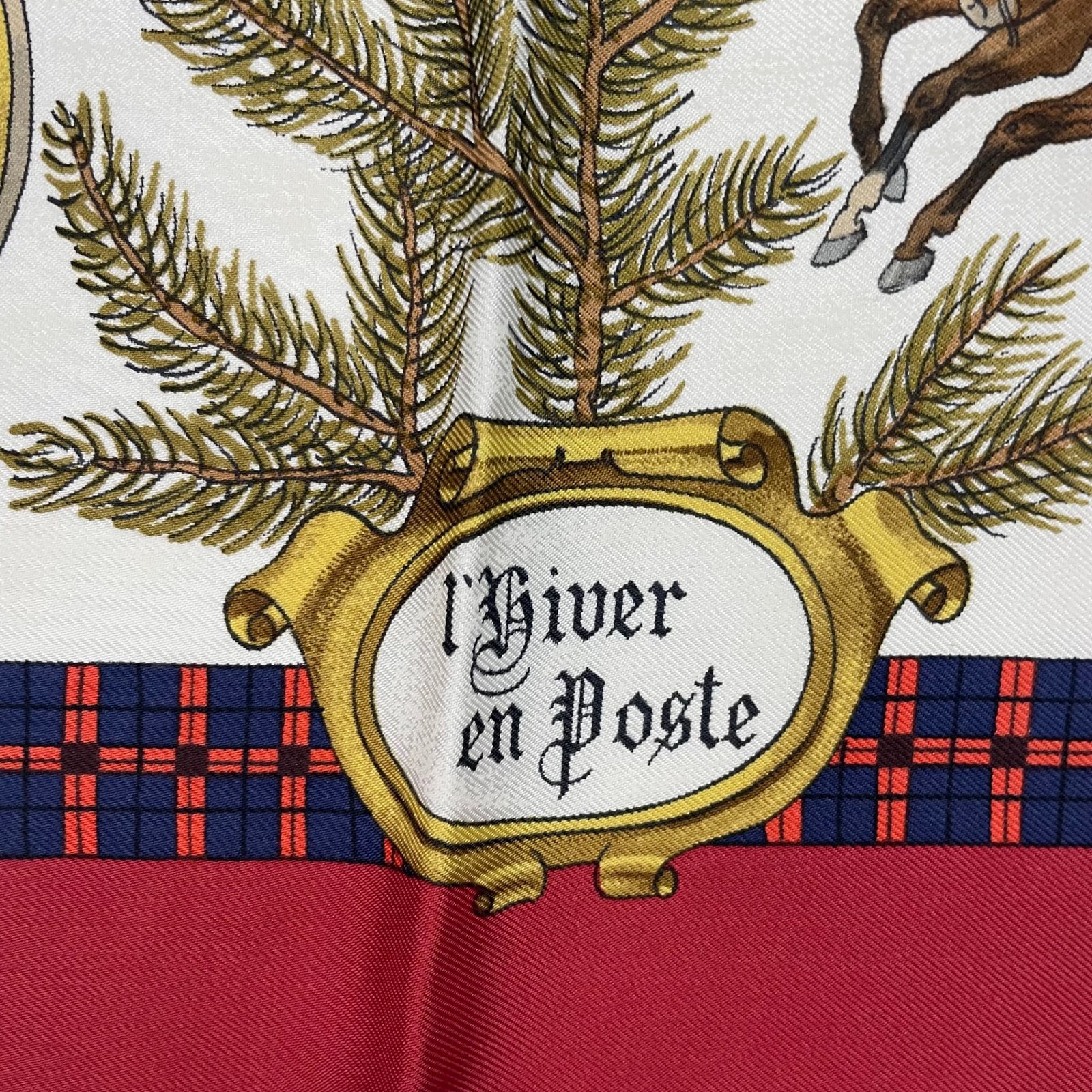 新品同様 HERMES エルメス スカーフ シルク カレ90 LHIVER EN POSTE 冬