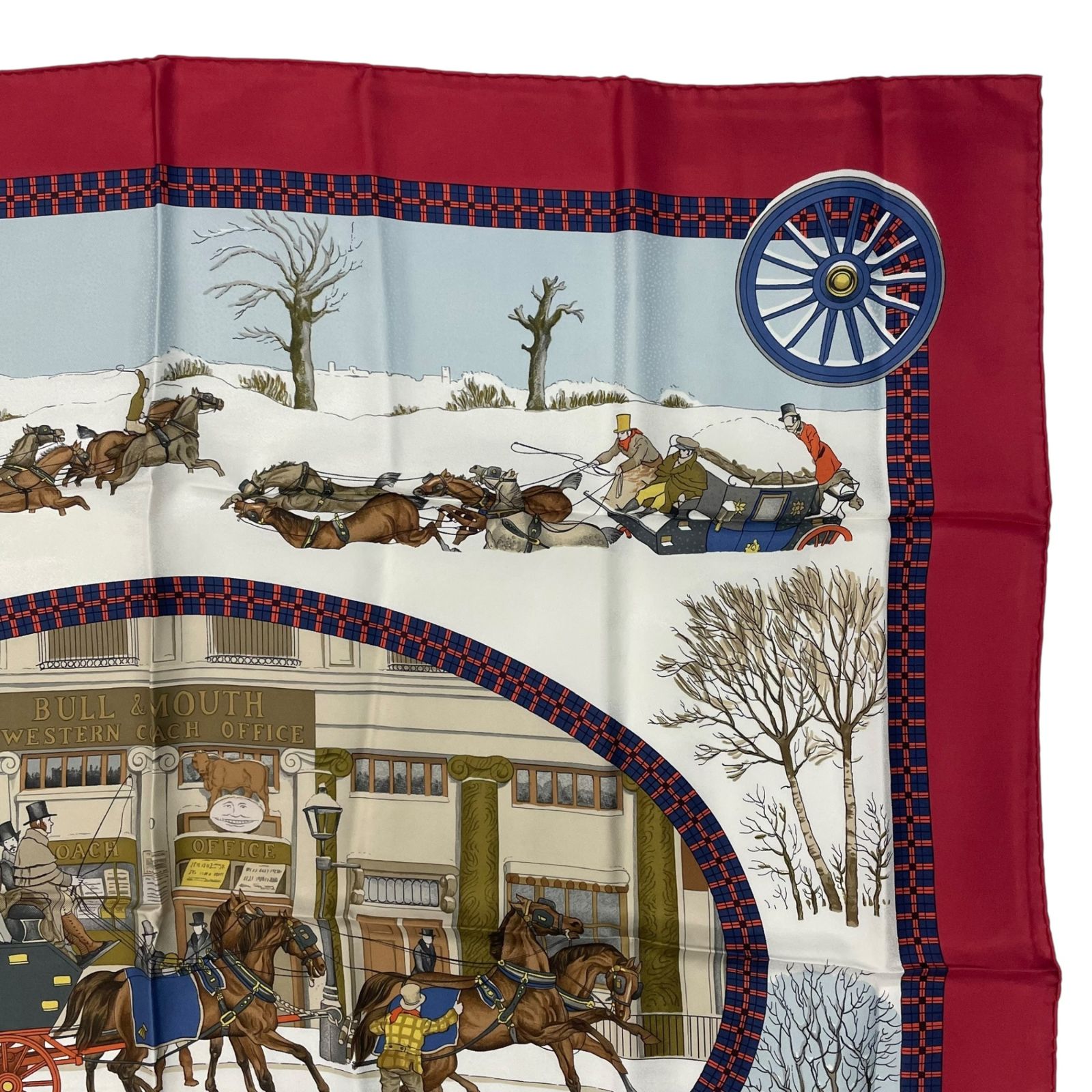 新品同様 HERMES エルメス スカーフ シルク カレ90 LHIVER EN POSTE 冬