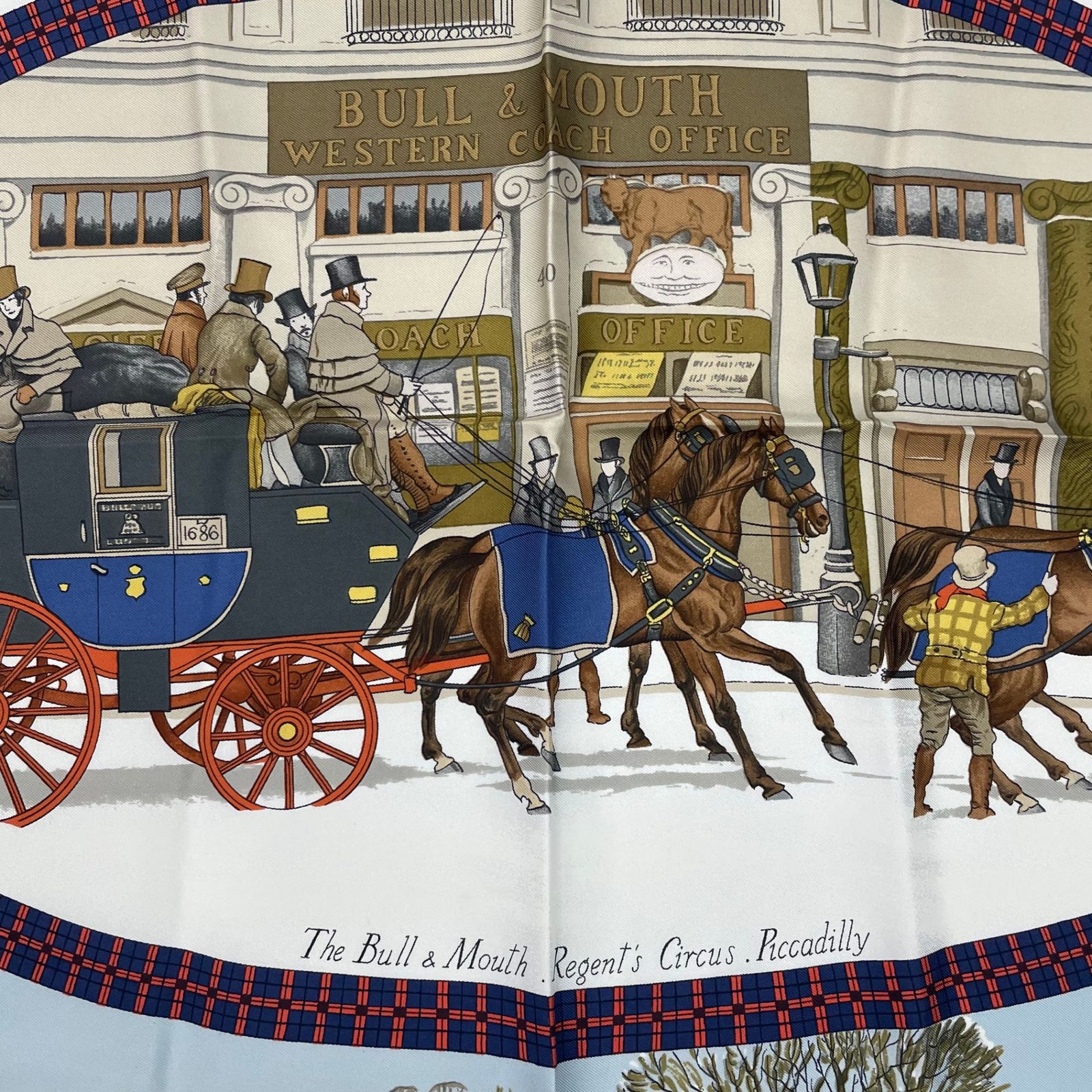 新品同様 HERMES エルメス スカーフ シルク カレ90 LHIVER EN POSTE 冬