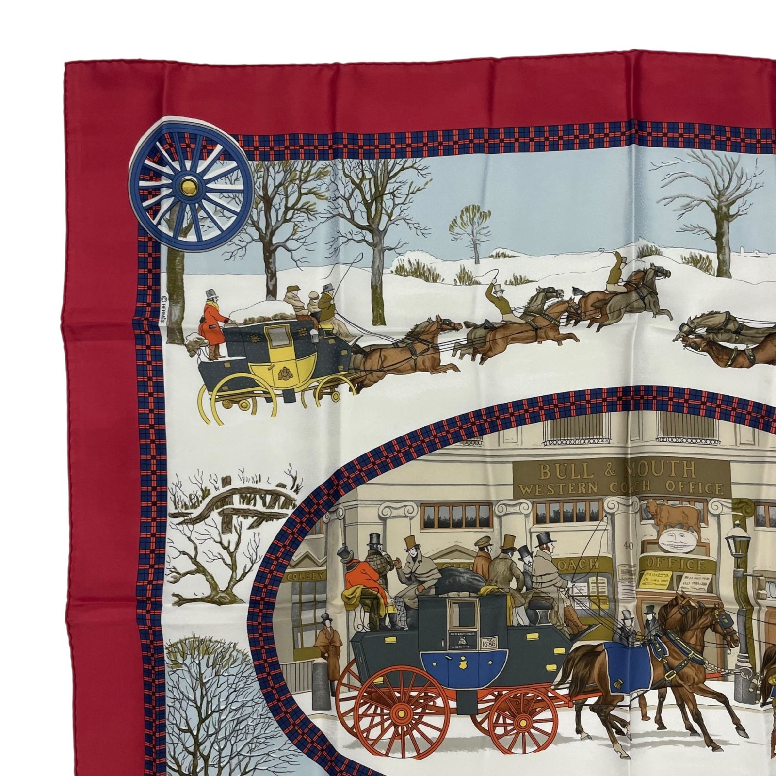 新品同様 HERMES エルメス スカーフ シルク カレ90 LHIVER EN POSTE 冬