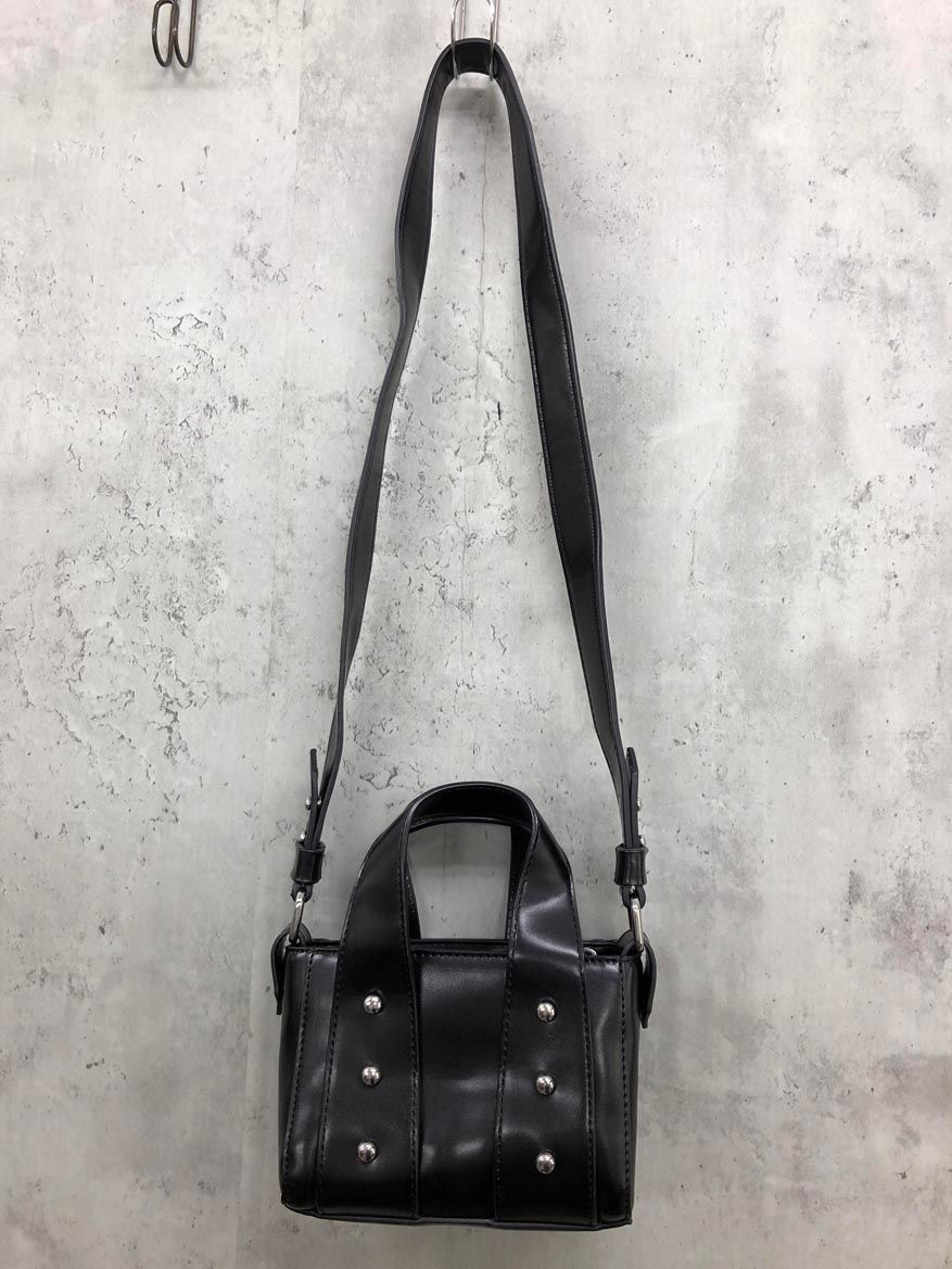 ZARA ザラ 2wayスタッズ デザイン ミニ ボストン バッグ 黒