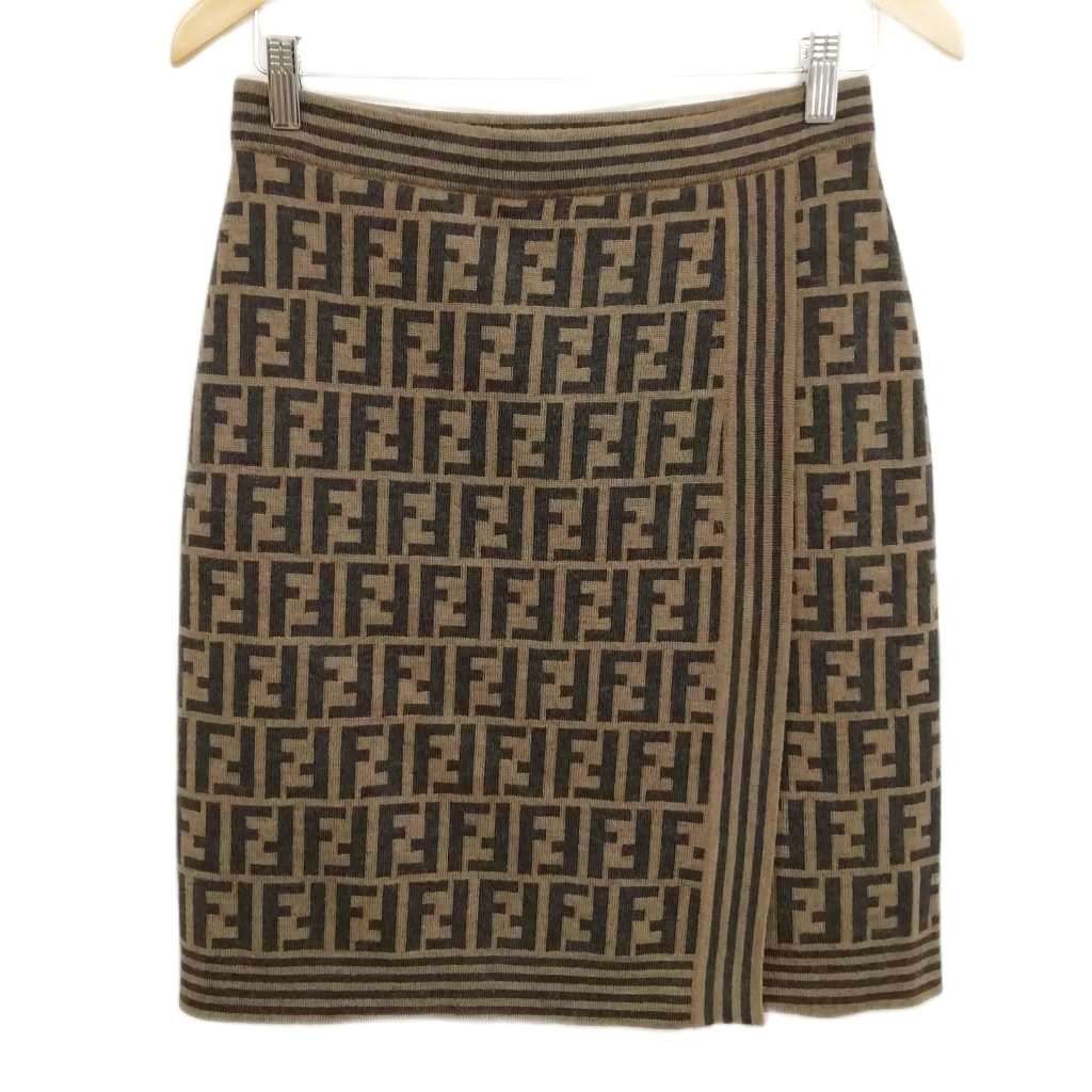 フェンディ FENDI maglia ヴィンテージ ズッカ柄 ニット 台形 スカート