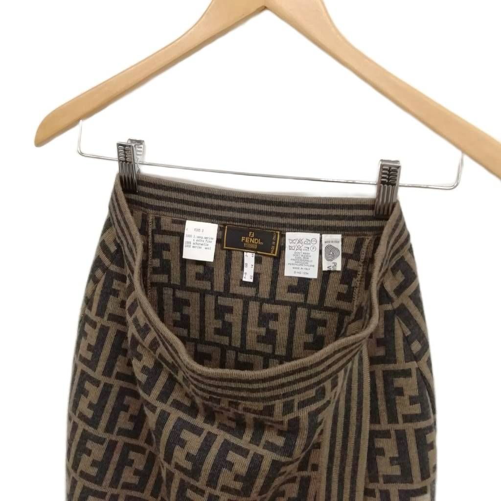 フェンディ FENDI maglia ヴィンテージ ズッカ柄 ニット 台形 スカート