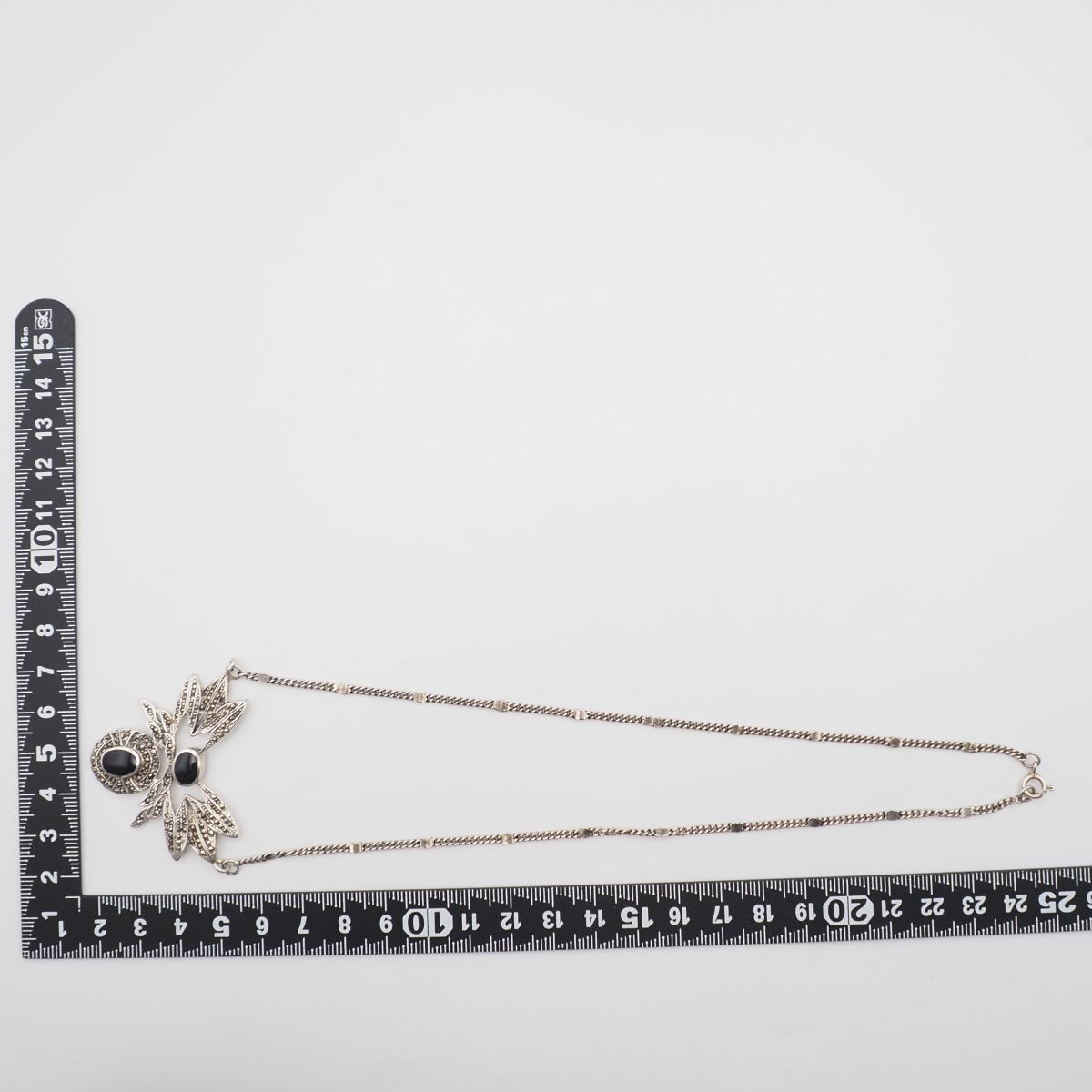 Q825 オニキス マーカサイト マルカジット 925刻印 ネックレス