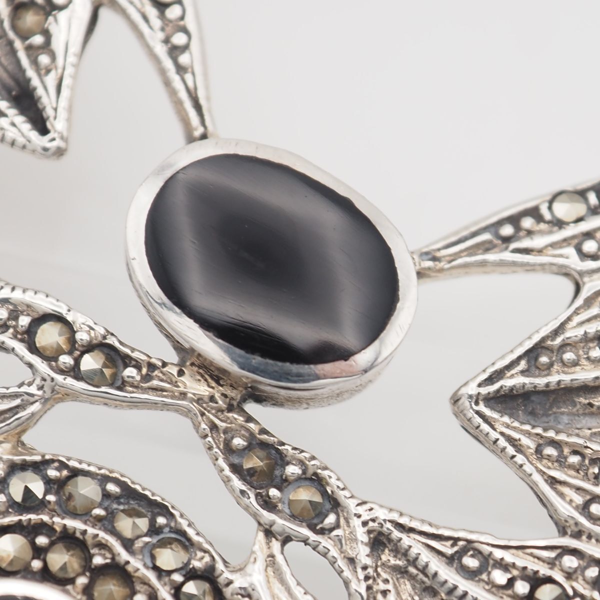 Q825 オニキス マーカサイト マルカジット 925刻印 ネックレス