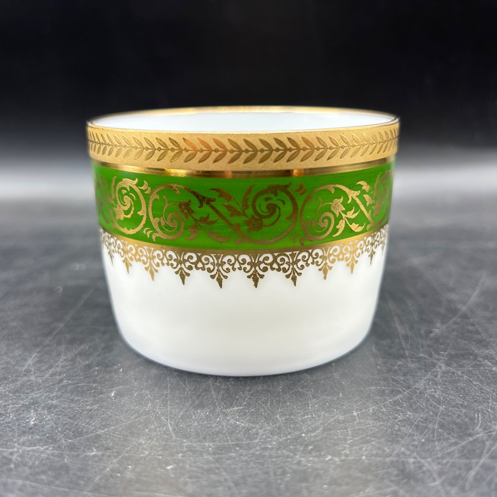 □＊フランス リモージュ デミタス カップ&ソーサー 金彩 濃緑